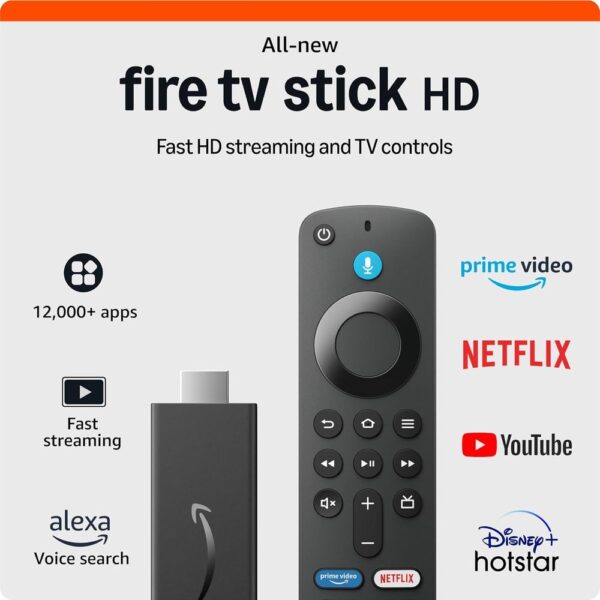 Amazon Fire TV Stick HD with Alexa Voice Remote (Dolby Encoded Audio Support, B0CQN2BHW8, Black) - Image 2